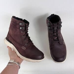 L.L.Bean Down East Utility Boots Womens 9 Maroon Leather Ankle Lace-Up Insulated